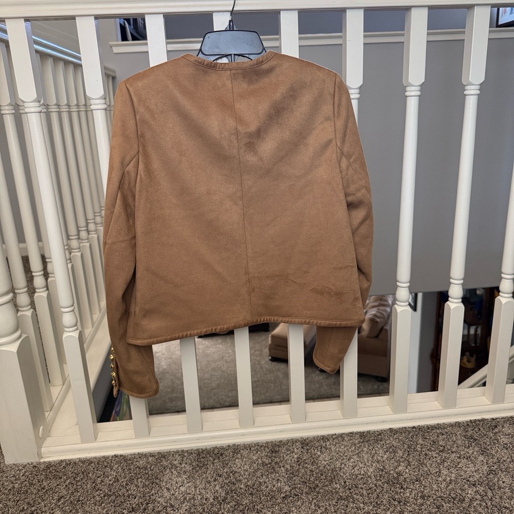 TRUTH Camel Collarless Button Front Jacket - Picture 3 of 3